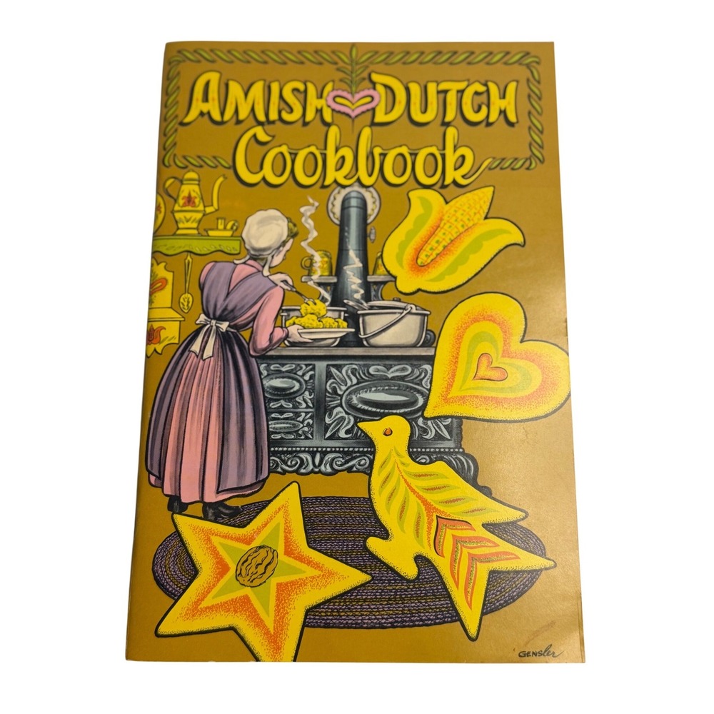 VTG Amish Dutch Cookbook Ruth Redcay Yellow Folk Art Recipes Pennsylvania Dutch